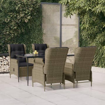 vidaXL 5-delige Tuinset poly rattan bruin, Verzenden, Nieuw, 4 zitplaatsen, Tuinset