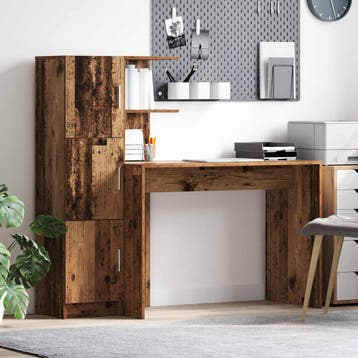 vidaXL Bureau Oudhout 133.5 x 50 x 124 cm 2 st, Verzenden, Nieuw