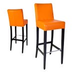 Barkruk | JARNO | Kunstleer/Hout | Orange | Wengé Poten |, Verzenden, Nieuw in verpakking