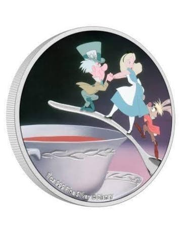Niue. 2 Dollars 2021 Disney Alice The MAD HATTER 1 oz (.999)