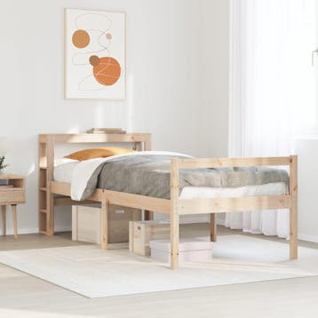 vidaXL Seniorenbed met hoofdbord massief grenenhout 90x200, 90 cm, Eenpersoons, Bruin, Verzenden