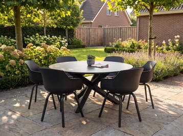 Firenze-Bristol Tuinset 6 Personen - Keramisch blad / Anthra, Tuin en Terras, Tuinsets en Loungesets, Verzenden, Nieuw