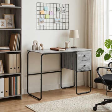 vidaXL Bureau met opbergruimte Grijs Sonoma 100 x 50 x 75 cm, Verzenden, Nieuw