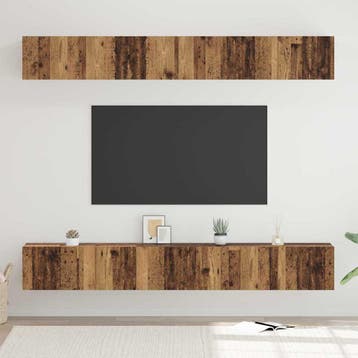 vidaXL Tv-meubelset 6 st Oudhout Bewerkt hout, Huis en Inrichting, Kasten | Televisiemeubels, Minder dan 50 cm, Verzenden, Nieuw