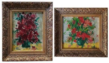 Europese school (XX) - Dos bodegones de flores