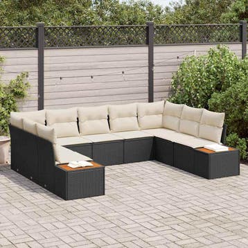 vidaXL Tuinbankenset 5 st 9-Aantal zitplaatsen Zwart en, Verzenden, Nieuw, 5 zitplaatsen