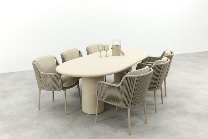 4SO Bernini/Hampton 6-persoons ovale dining tuinset 240x105, Tuin en Terras, Tuinsets en Loungesets, Tuinset, Nieuw, Rvs, Verzenden