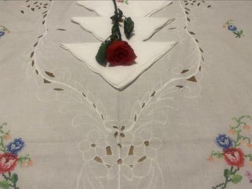 Tafelkleed - 250 cm - 166 cm - tafelkleed met kruissteek