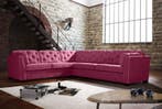 Hoekbankstel Dordrecht - hoekbanken - Roze, Huis en Inrichting, Nieuw, 150 cm of meer, Stof, 250 tot 300 cm