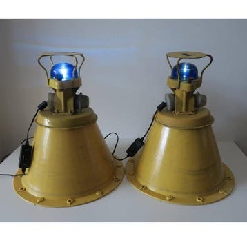 Lamp - Glas, Staal - Twee luchthavenbakenlichten