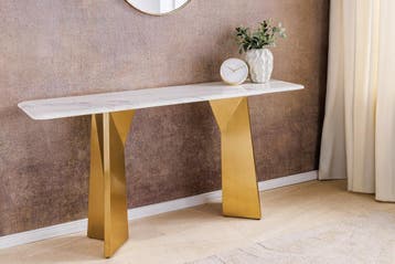 Design wandtafel EXTRAVAGANCIA 140cm wit marmer geborsteld, Ophalen of Verzenden, Nieuw