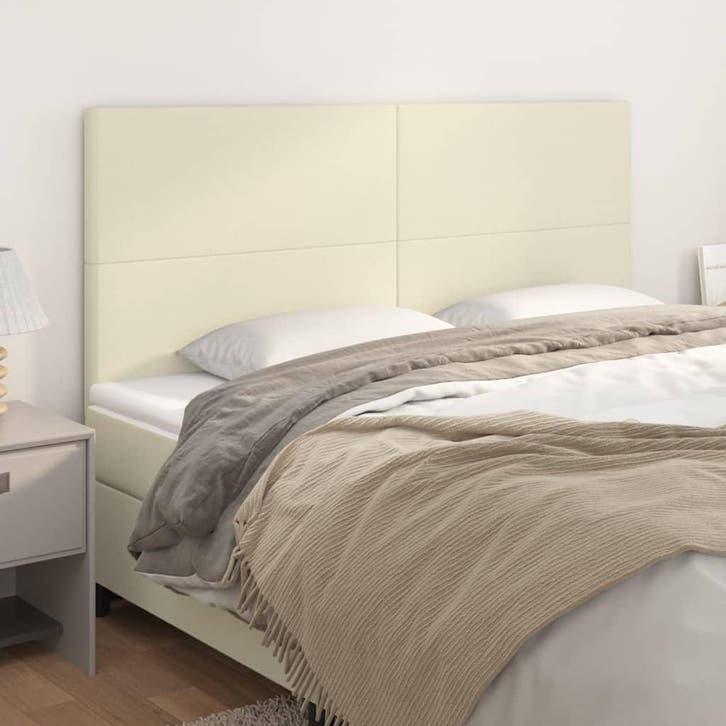 vidaXL Hoofdbord crème 200x5x118/128 cm kunstleer, Huis en Inrichting, Slaapkamer | Bedden, Crème, Nieuw, Overige materialen, Verzenden