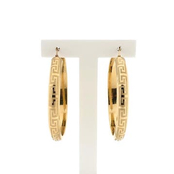 Gouden oorringen met meander patroon Ø 47,6 (Oorbellen), Sieraden, Tassen en Uiterlijk, Oorbellen, Ophalen of Verzenden, Gebruikt