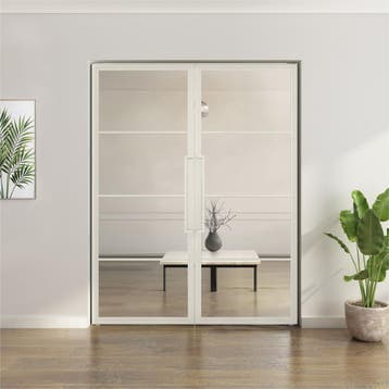 Dubbele stalen taatsdeur - 4 Vlaks - Wit - Helder glas, Minder dan 80 cm, Overige typen, Nieuw, Metaal