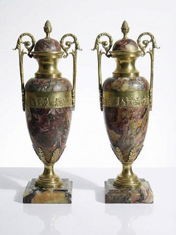 Vaas - Verguld brons, Breccie-marmer van Bénou