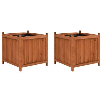 Vurenhout Plantenbak 2st | Tweedekansje | OP=OP, Gebruikt, Minder dan 60 cm, Vierkant, Ophalen of Verzenden