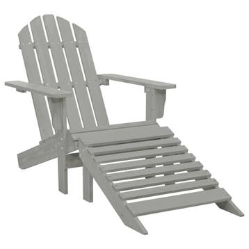 vidaXL Tuinstoel met voetenbank hout grijs, Tuin en Terras, Verzenden, Nieuw, Hout