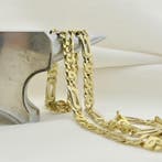 Oro Azzurro bicolor gouden Figaroschakel ketting; 50 cm, Sieraden, Tassen en Uiterlijk, Kettingen, Ophalen of Verzenden, Gebruikt