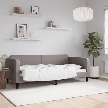 vidaXL Slaapbank 90x200 cm stof taupe, 90 cm, Eenpersoons, Verzenden, Nieuw
