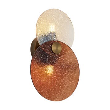 Art Deco wandlamp donker brons met amber glas 2-lichts -, Huis en Inrichting, Verzenden, Nieuw