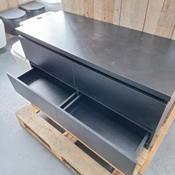 SALE - Orsa 120 - Mat zwart - Badmeubel -, Ophalen of Verzenden, Nieuw