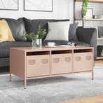 vidaXL Salontafel 101,5x50x43,5 cm koudgewalst staal roze, 100 tot 150 cm, Verzenden, Nieuw, 50 tot 100 cm
