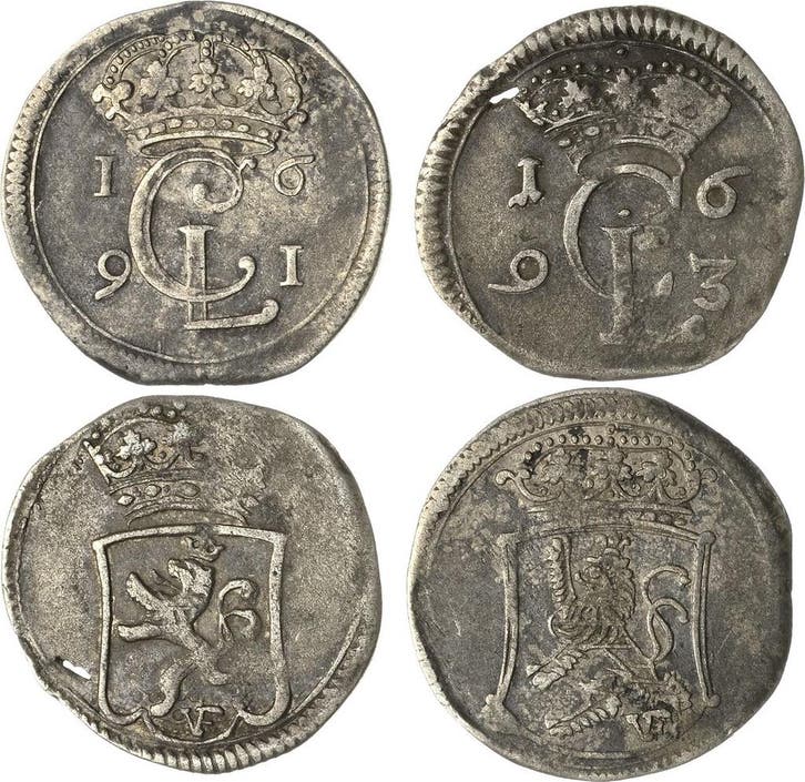 Albus 1691 en 1693 Hessen-kassel Karl 1670-1730, Postzegels en Munten, Munten | Europa | Niet-Euromunten, Verzenden