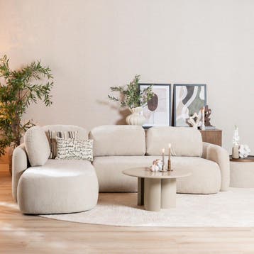 50% Korting: Hoekbank Vienna chenille beige links, Ophalen, Zo goed als nieuw, Scandinavisch, Japandi