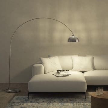 Booglamp Arcus, staal, retro-stijl, 60W - Mat nikkel, Huis en Inrichting, Verzenden, Nieuw