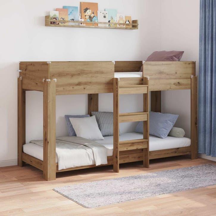 vidaXL Bunk Bed voor Kinderen Artisan Eiken 75 x 190 cm, Huis en Inrichting, Slaapkamer | Bedden, Bruin, Nieuw, Hout, Verzenden