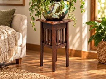 Houten plantentafel met Arts & Crafts-uitstraling – warme