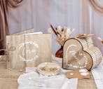 5-delige bruidsset Just Married wit met goud, Verzenden, Nieuw, Feestartikel, Geboorte of Huwelijk