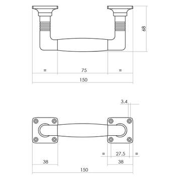 Intersteel Deurgreep Ton Basic 75/150mm op vierkant rozet -, Verzenden, Nieuw