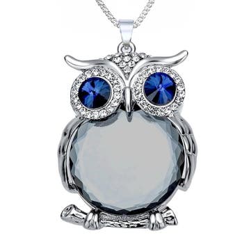 Fako Bijoux - Ketting - Uil - Spiegel XXL - Grijs, Verzenden, Nieuw