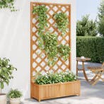 vidaXL Plantenbak met latwerk massief vurenhout bruin, Tuin en Terras, Bloembakken en Plantenbakken, Verzenden, Nieuw, Hout