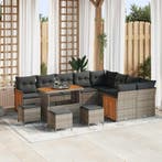 vidaXL Tuinbankenset 13 pcs Grijs Poly rattan en, Verzenden, Nieuw, Rotan, 3 zitplaatsen