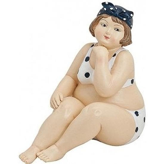 Beeld dikke dame 12 cm in witte bikini - Beeldjes, Verzamelen, Beelden en Beeldjes, Ophalen of Verzenden