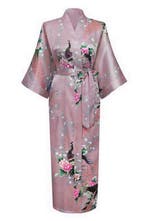 KIMU® Kimono Mauve Maxi XL-XXL Yukata Satijn Lang Lange Paar, Kleding | Dames, Ophalen of Verzenden, Nieuw, Maat 46/48 (XL) of groter