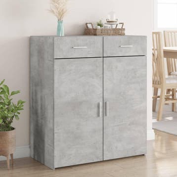 vidaXL Dressoir 80x42,5x93 cm bewerkt hout betongrijs, Huis en Inrichting, Verzenden, Nieuw, Overige houtsoorten, Minder dan 50 cm