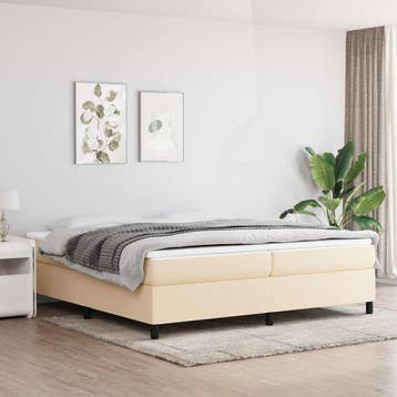 vidaXL Boxspring bed stof crèmekleurig 200x200 cm, Verzenden, Overige maten, Stof, Nieuw