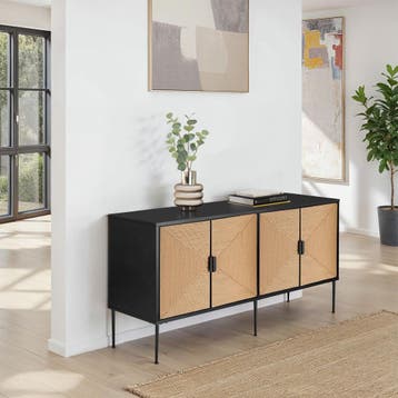 Dressoir Juna, fronten in jute-optiek, 2 kastvakken, Verzenden, Nieuw