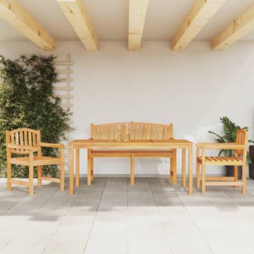 vidaXL 4-delige Tuinset massief teakhout, Verzenden, Nieuw, Hout, Tuinset
