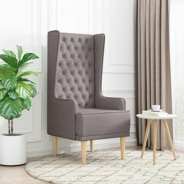 vidaXL Gecapitonneerde stoel met hoge rugleuning Taupe Stof, Huis en Inrichting, Fauteuils, Verzenden, Nieuw