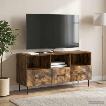 vidaXL TV-kast met lade Gerookt eiken 102 x 34,5 x 50 cm, Minder dan 50 cm, Verzenden, Nieuw, Minder dan 100 cm