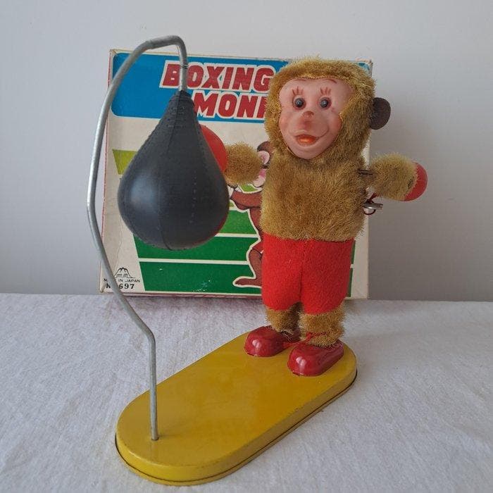Fuji / Fuji Press Kogyosho Co., Ltd - Boxing Monkey, Boxed -, Antiek en Kunst, Antiek | Speelgoed