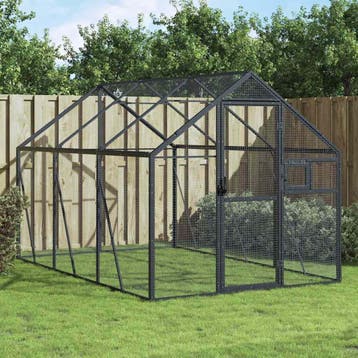 vidaXL Volière 1,79x3x1,85 m aluminium antracietkleurig, Verzenden, Nieuw