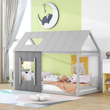 Huis Kinderbed 90x200 cm – Met Dak en Ramen, Houten, Verzenden, Nieuw