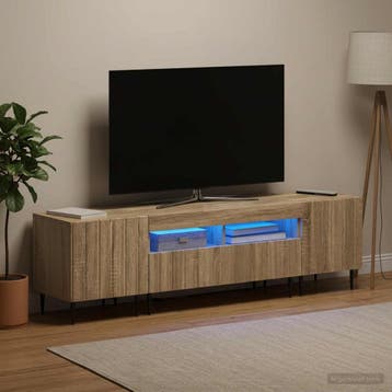 vidaXL 3-delige LED TV-kast ZWOLLE Sonoma Eiken Bewerkt hout, Minder dan 50 cm, Verzenden, Nieuw, Minder dan 100 cm