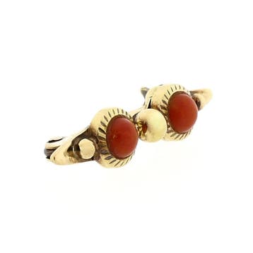Gouden broche met bloedkoraal, Gebruikt, Ophalen of Verzenden, Met edelsteen, Goud