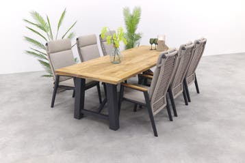 VDG Solaro/Keltex verstelbare tuinset 265x101 cm. (7-delig), Verzenden, Nieuw, Hout, Tuinset